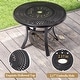 preview thumbnail 2 of 12, Outdoor Cast Aluminum Patio Side Table Round Table with Umbrella Hole - 24.02" Dia. x 17.52" H