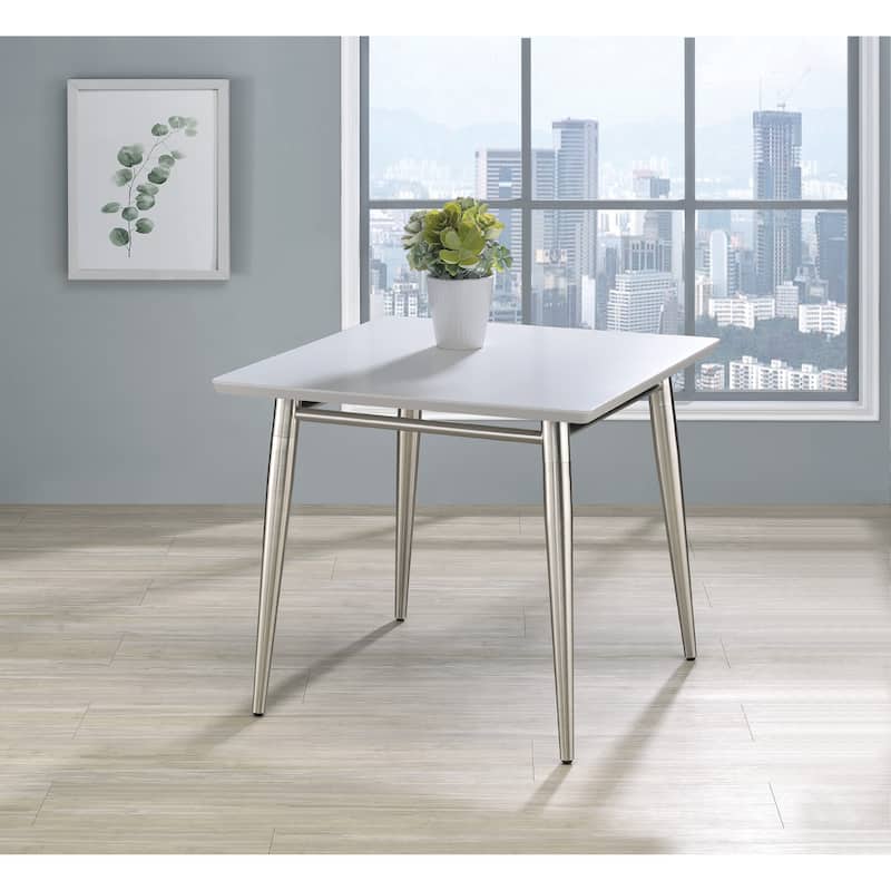 Brooklyn Square Top End Table - White/Silver