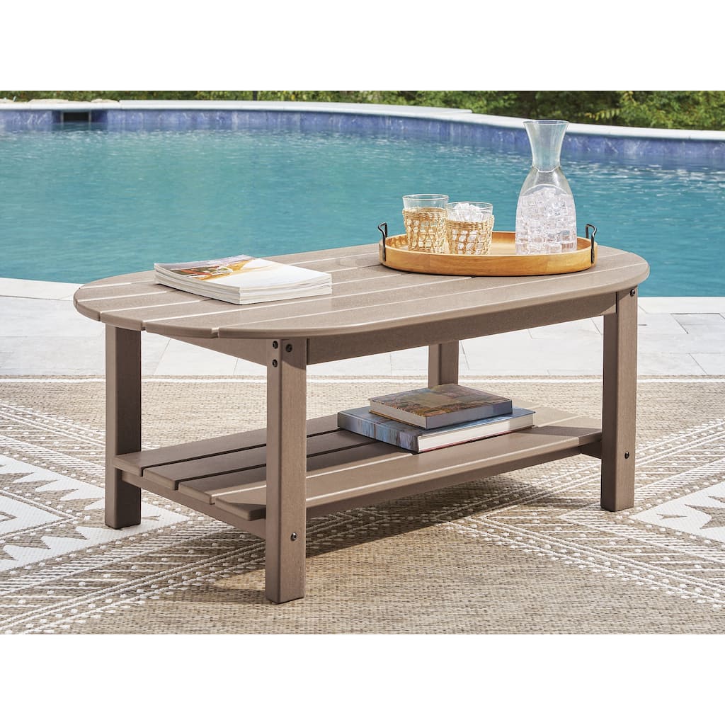 Signature Design by Ashley Cliffs Beach Brown Outdoor Coffee Table - 48"W x 26"D x 18"H