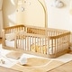 preview thumbnail 19 of 34, Wooden Floor Bed Frame Toddler Bed with Fence Guardrails, Twin/Full Size Montessori Bed Floor Platform Bed for Kids Natural - Twin