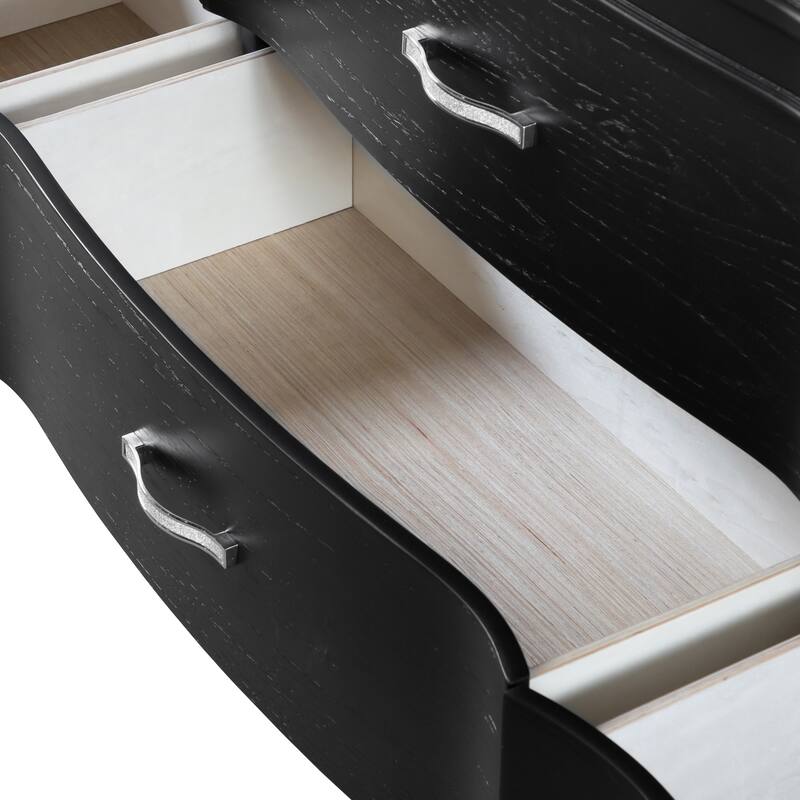 Furniture of America Seabliss Glam 4-Piece Black Solid Wood Panel Bedroom Set