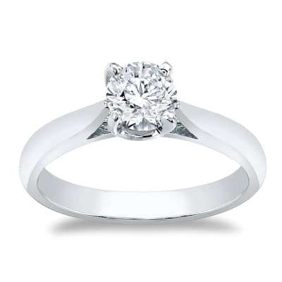 Auriya 14k Gold Brilliant Round 1/2 carat Moissanite Solitaire Engagement Ring