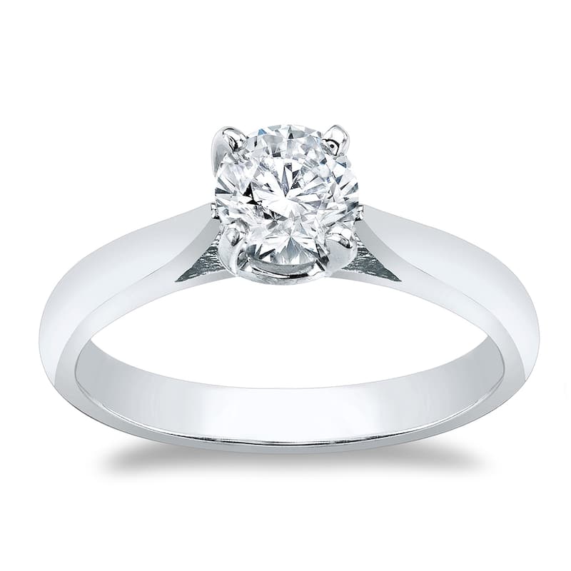 Auriya 14k Gold Brilliant Round 1/2 carat Moissanite Solitaire Engagement Ring - White - 6