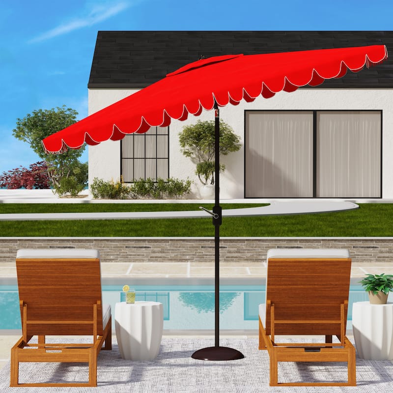 SAFAVIEH Outdoor Living Venice 6.5 x 10-foot Rectangular Crank Umbrella