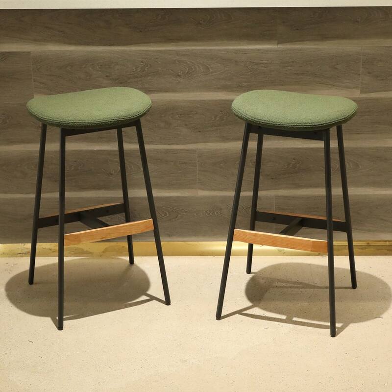 Set of 2 Modern Backless Upholstered Counter Bar Stools