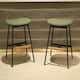 Set of 2 Soft Fabric Upholstered Counter Height Bar Stools