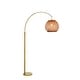 preview thumbnail 5 of 12, 1-Light 75" Arc Floor Lamp with Hand-woven Bamboo Shade Antique Brass + Metal Base