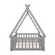 preview thumbnail 8 of 13, Twin Tent-shaped Floor Bed, Pine Fun Playhouse Bed Frames, With Guardrails, Slats, Door, House Bed Frame With Roof