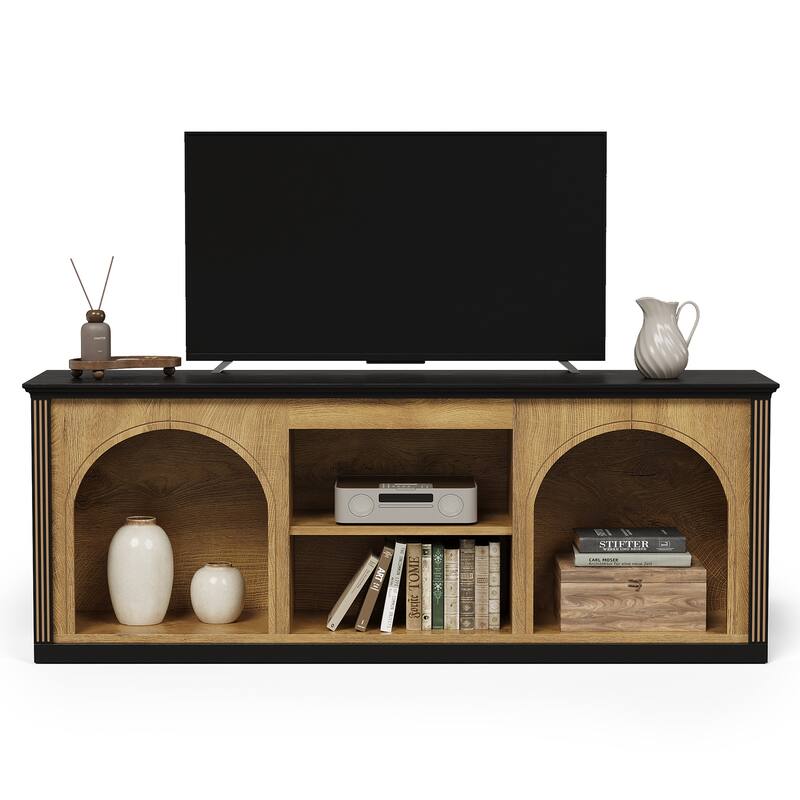 TV Stand for 65 inch TV, Entertainment Center with Arched Shelves