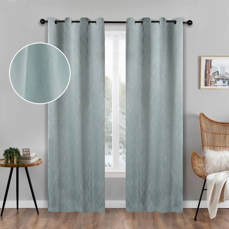 Superior Zuri Washable Room Darkening Curtains, Set of 2 Panels - 52"x108" - Sea Foam