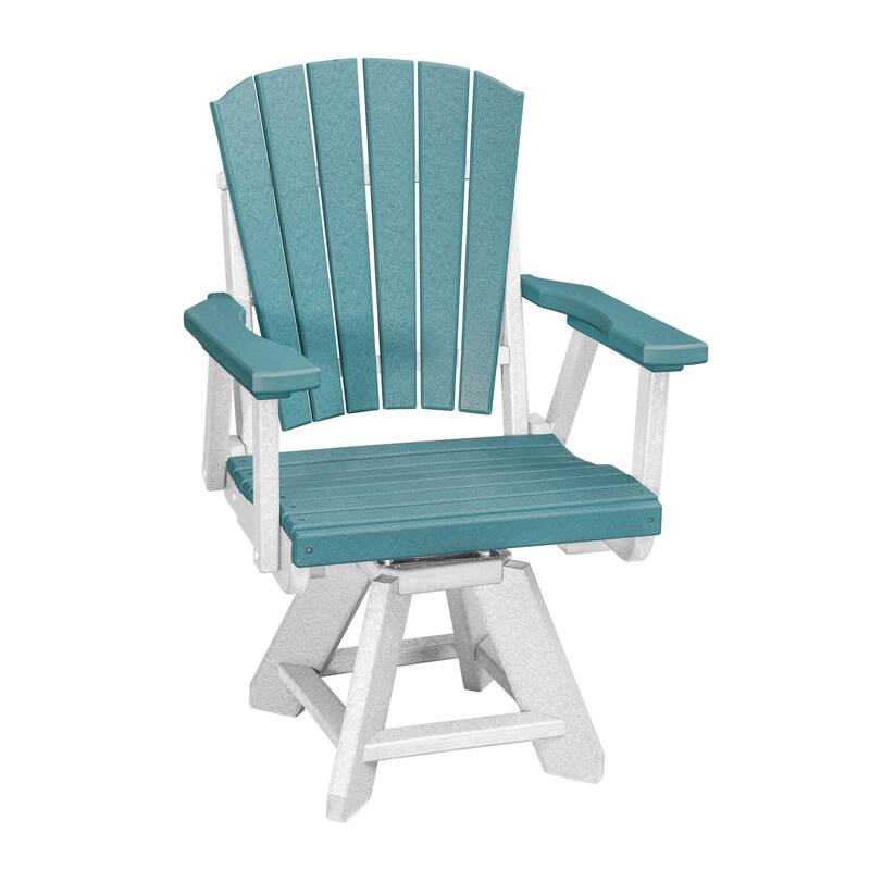 American Furniture Classics Single Dining Height Swivel Arm Chair, Made in the USA - Aruba Blue on White