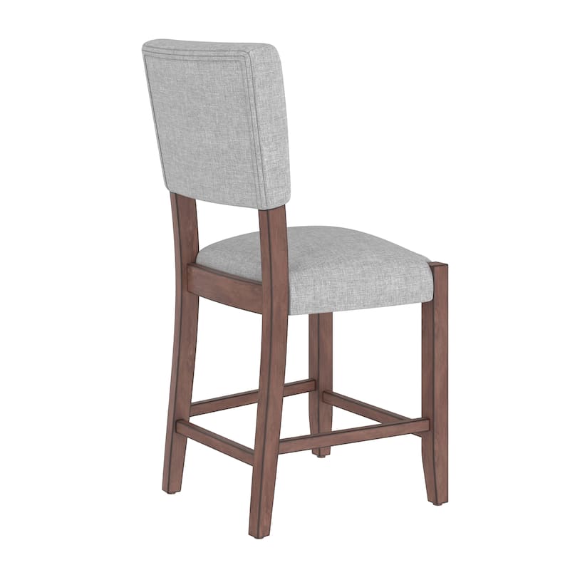 Roomfitters Mid Century Modern Bar Stools Set of 4, Counter Height Upholstered Bar Chairs with Back, Solid Wood Legs