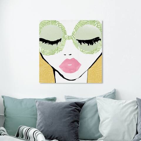 Oliver Gal Fashion and Glam Wall Art Canvas Prints 'Custom Plant Lady Glasses' Makeup - Green, Pink