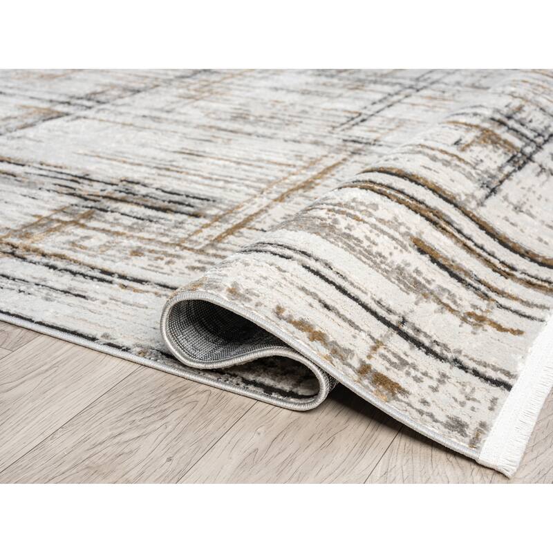 Olivia Collection Cream/Onyx Contemporary Abstract Area Rug