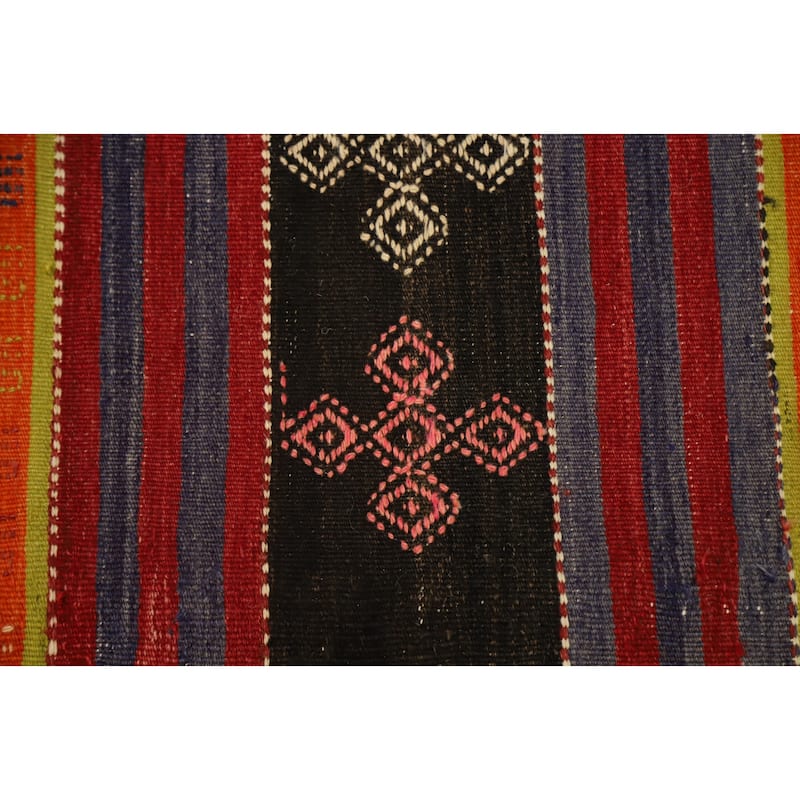 Hand Woven Oriental 100% Wool Carpet Southwestern Tribal Oranges & Rust Kilim Area Rug - 6' 9'' X 5' 10''
