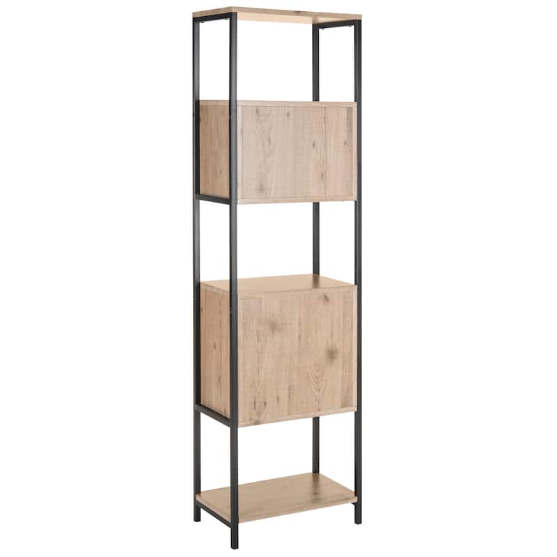 SAFAVIEH Herriet Oak Brown/ Black Etagere - 19.7' x 11.8' x 71.6' - 20Wx12Dx72H