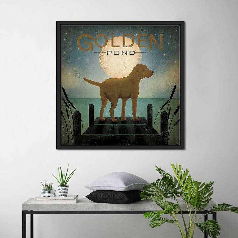 "Moonrise Yellow Dog Golden Pond" Print on Floating Canvas