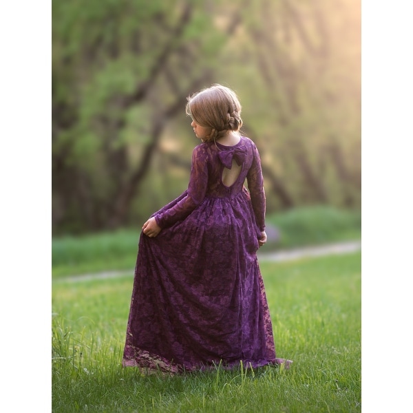 dark purple flower girl dresses