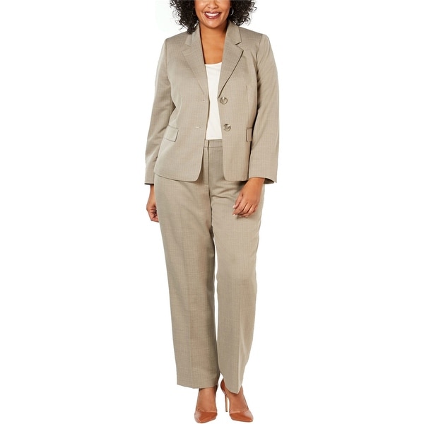 Le Suit Womens 2-Button Pant Suit, brown, 20W