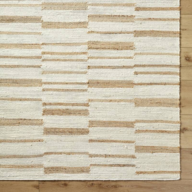 Tahj Transitional Stripe Jute Area Rug