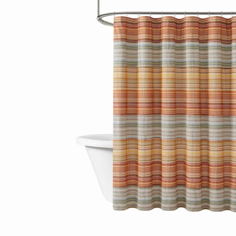 Brooklyn Loom Sunset Stripe Yarn Dye Shower Curtain