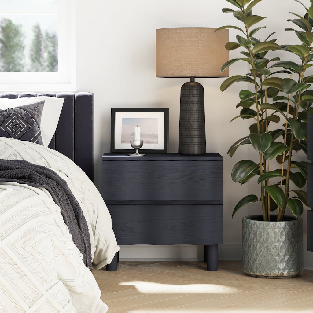 COZAYH Contemporary Dresser Featuring Wavy Front Design, Rustic Bedside Chest of Drawers