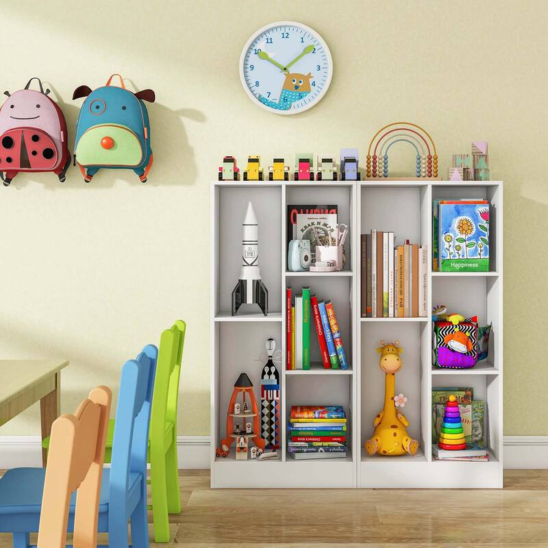 Costway 5-Cube Bookcase for Kids 41" Wooden Toy Storage Organizer for - See Details