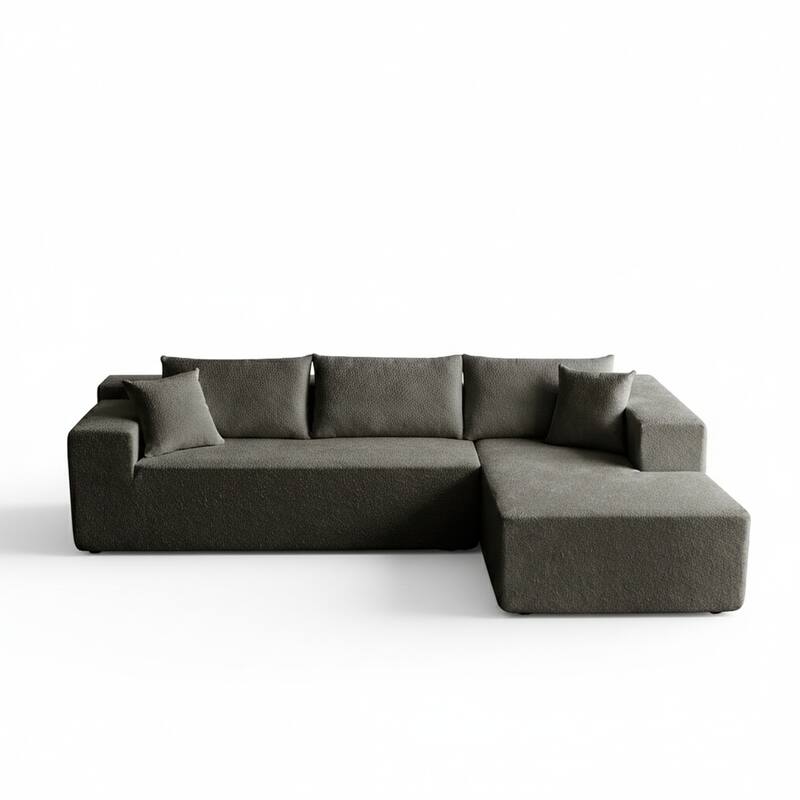 103.54" L-Shaped Modern High-Density Sponge Velvet Modular Sectional Sofa with Chaise & Pillows