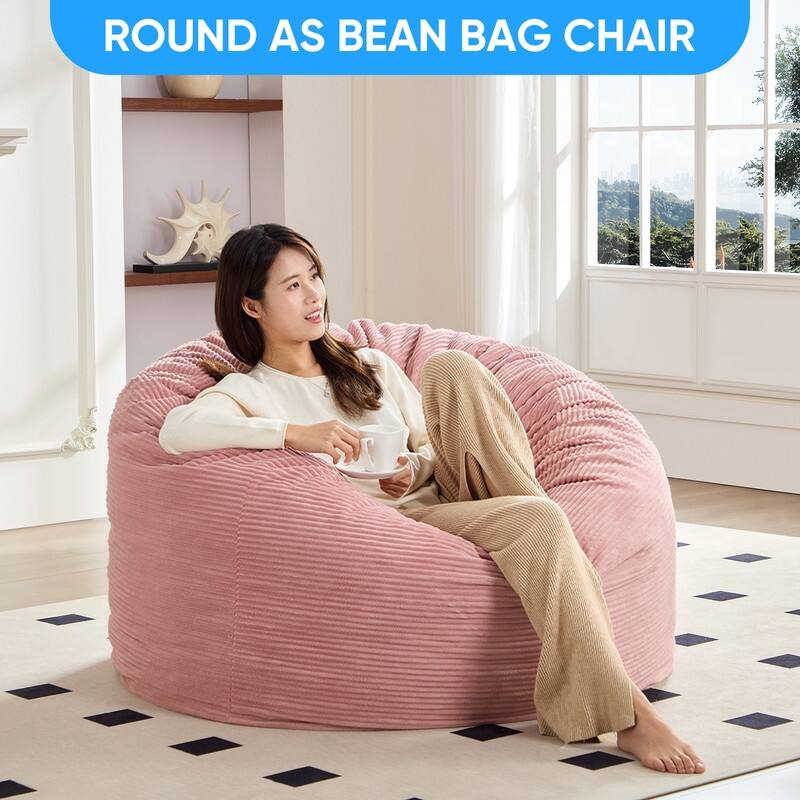 Mixoy Corduroy Bean Bag Lazy Sofa Chair Bed,Convertible Adult Beanbag from Lazy Chair to Floor Mattress,Machine Washable