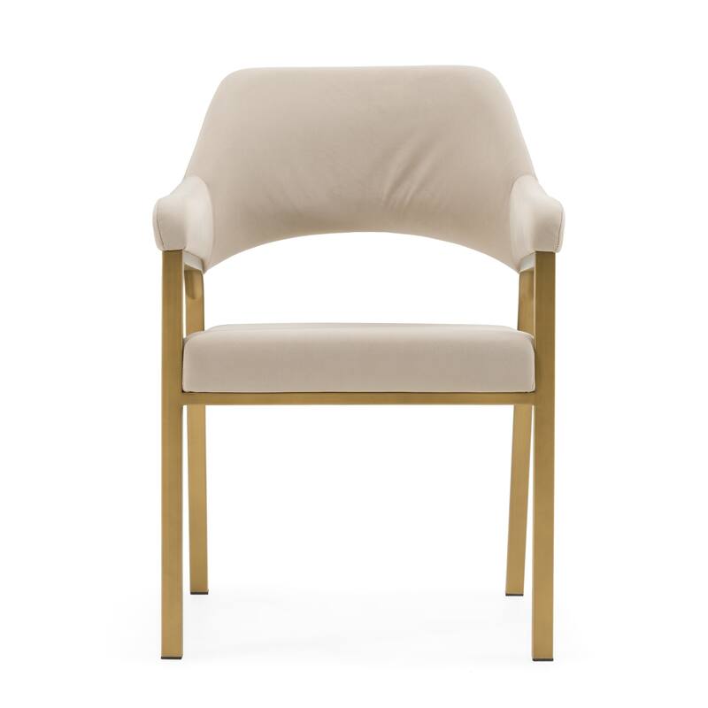 Modrest George Modern Beige Fabric & Antique Brass Dining Chair