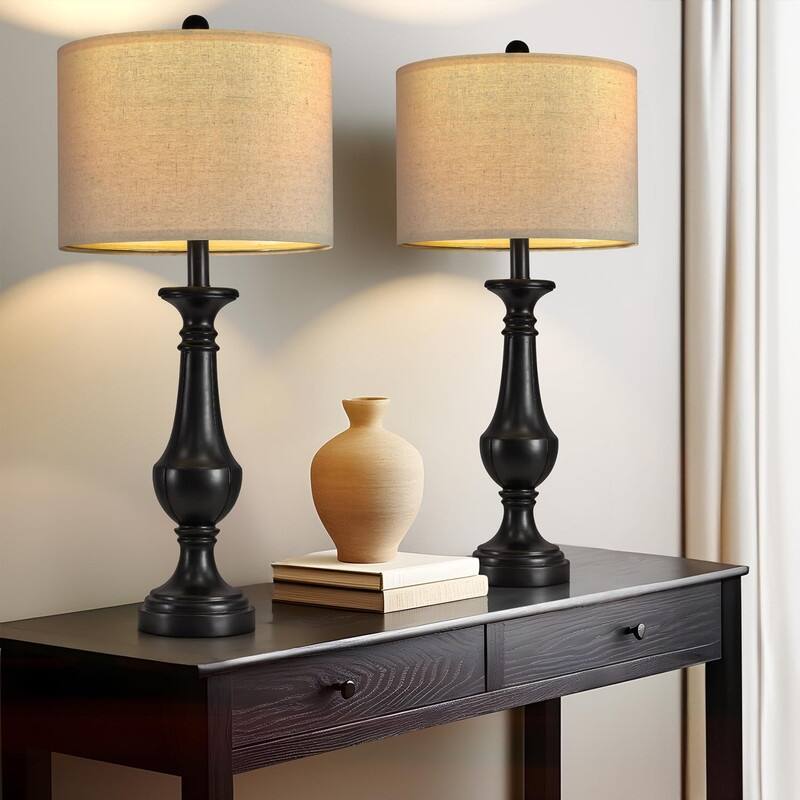27.5" Farmhouse Table Lamp, Mid Century Tall Table Lamp - 1 Set