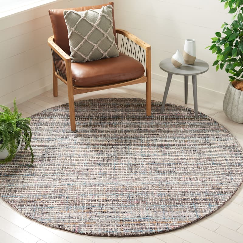 SAFAVIEH Handmade Abstract Levica Modern Wool Rug - 6' Round - Grey/Brown