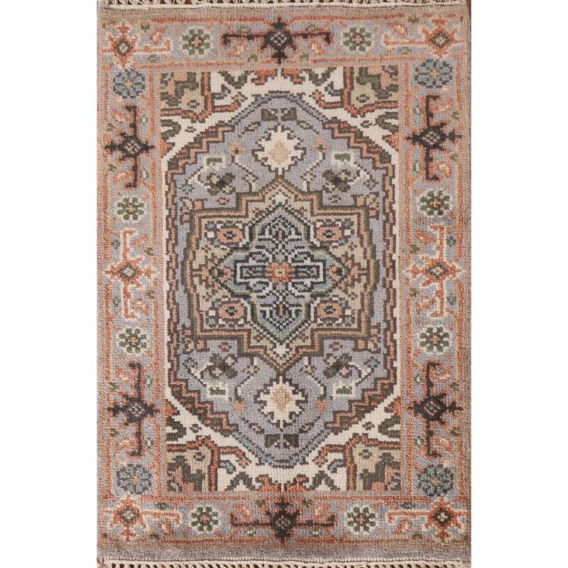 Heriz Serapi Oriental Rug Handmade Orange Wool Carpet - 2'0"x 3'0"
