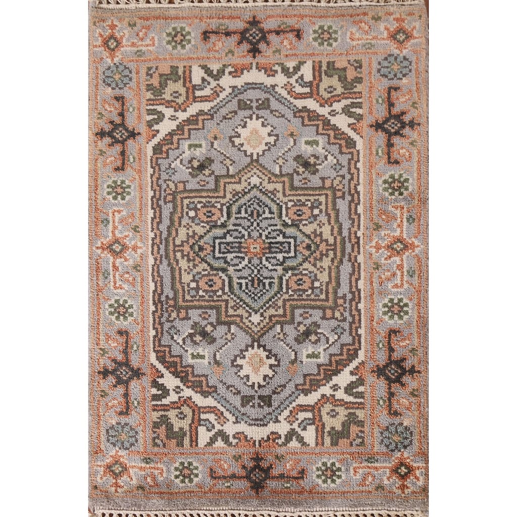 Heriz Serapi Oriental Rug Handmade Orange Wool Carpet - 2'0"x 3'0"