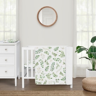 Sweet Jojo Designs Boho Floral Leaf Boy Girl 3pc Mini Crib Bedding Set Sage White Bohemian Gender Neutral Watercolor Botanical Bed Bath Beyond 37970950