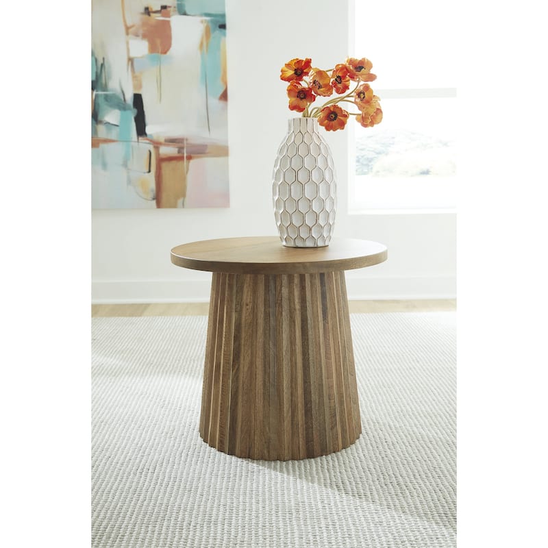 Signature Design by Ashley Ceilby Accent Table - Light Brown - 20"W x 20"D x 18"H