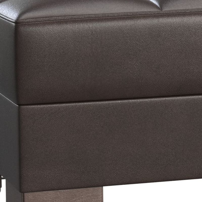 HomeRoots 52" Brown Faux Leather Tufted Storage Ottoman