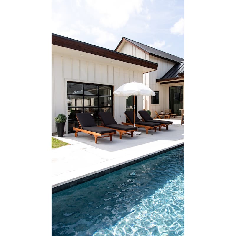 SAFAVIEH Outdoor Aubrie Adjustable Chaise Lounge Chair with Wheel.