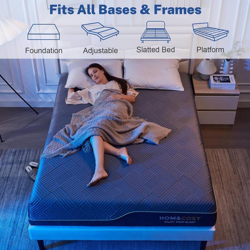 10 in. Premium Cooling Green Tea/Gel Memory Foam Mattress with Ice Silk Cover, Flip Firm Mattress for Back Pain