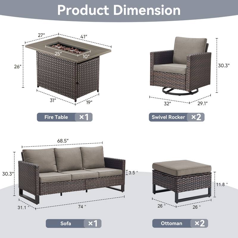 Gymojoy Outdoor Fire Pit Conversation Set, Patio Furniture with Cushions