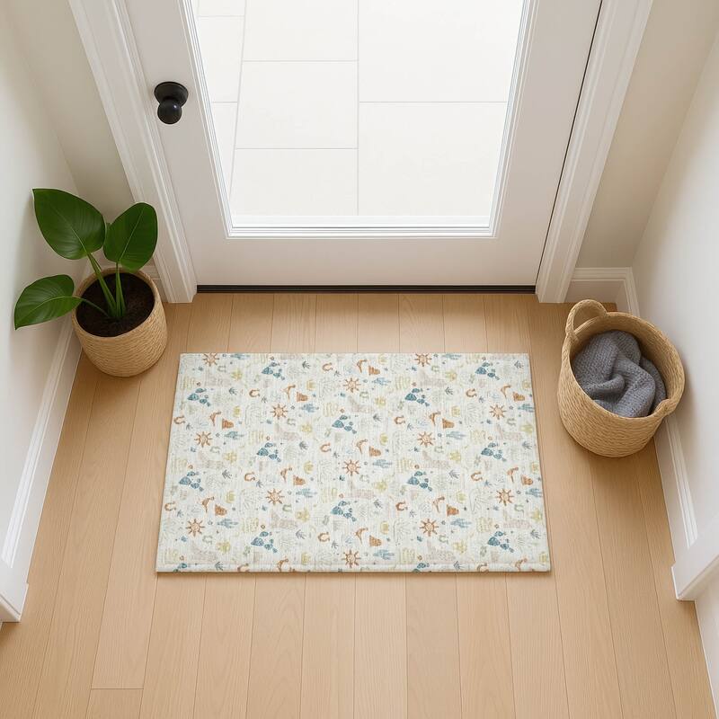 Machine Washable Indoor/ Outdoor Cowboy Ranch Chantille Rug