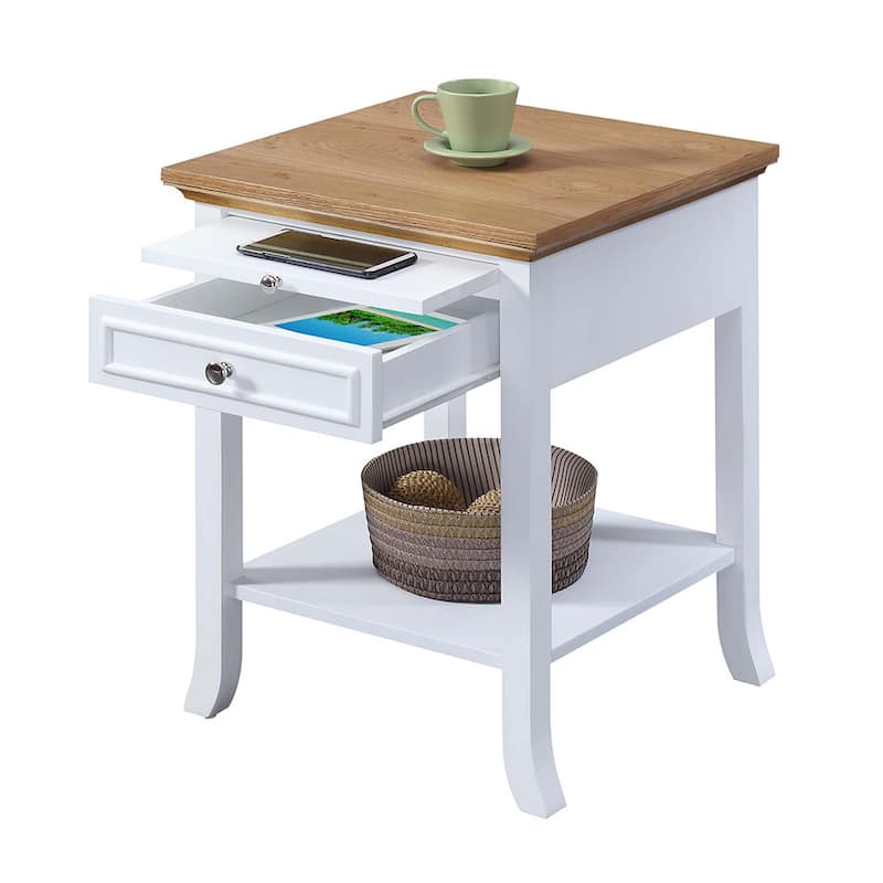 Convenience Concepts American Heritage Logan 1 Drawer End Table with Pull-Out Shelf