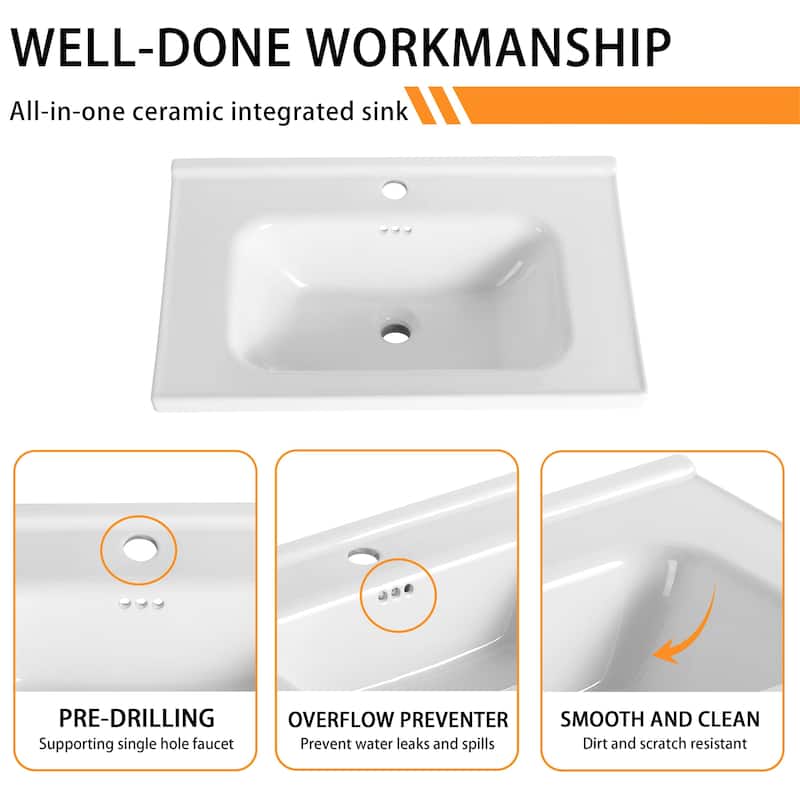 Bathroom Vanity With Sink In 24/28 Inch, Floating Bathroom Vanity With Soft Close Door