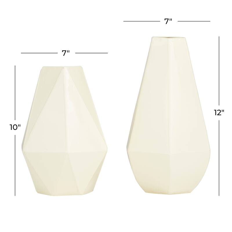 CosmoLiving by Cosmopolitan Metal Geometric Vase (Set of 2) - Blue, Cream, Yellow or White