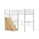 preview thumbnail 10 of 23, Twin Size Metal Loft Bed with Storage Staircase and Small Wardrobe