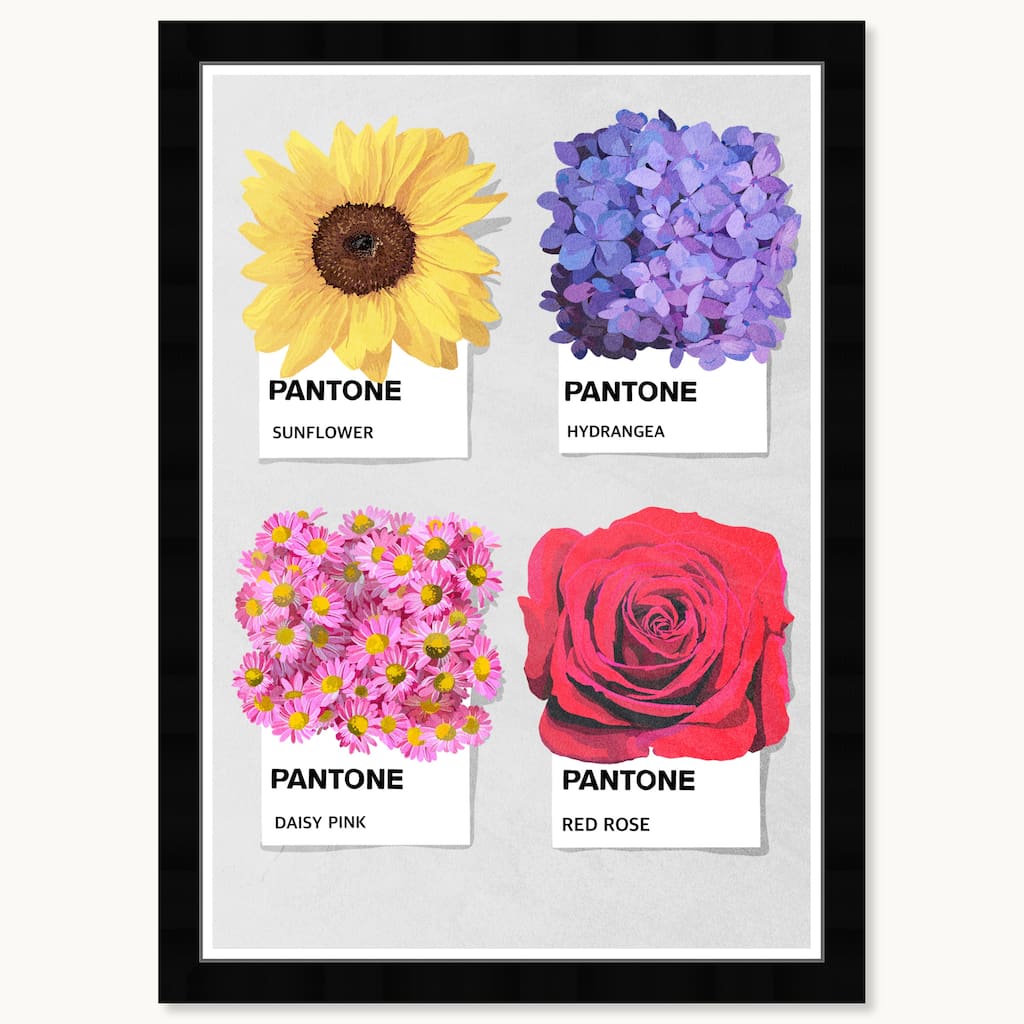 Wynwood Studio Pantone Flora Framed Trendy Retro Kitchen And Living Room Art Prints