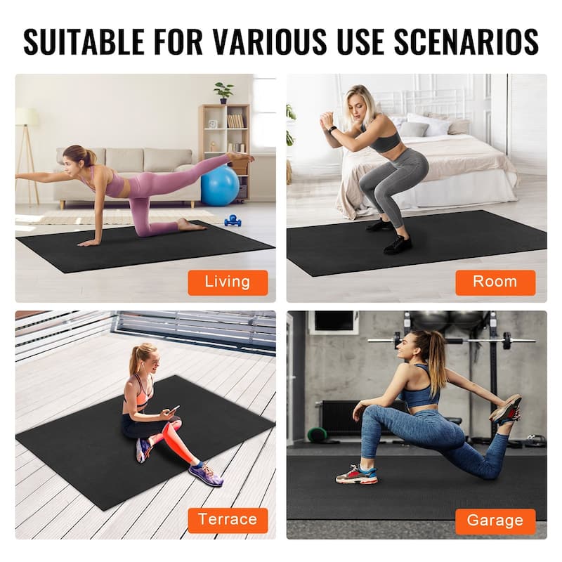 Exercise & Yoga Mat for Home Workouts, Non-Slip with Bag & Carry Strap - 7 x 5 ft