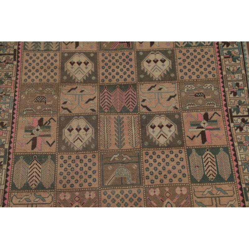 Garden Design Bakhtiari Persian Vintage Rug Hand-Knotted Wool Carpet - 4'10" x 9'2"