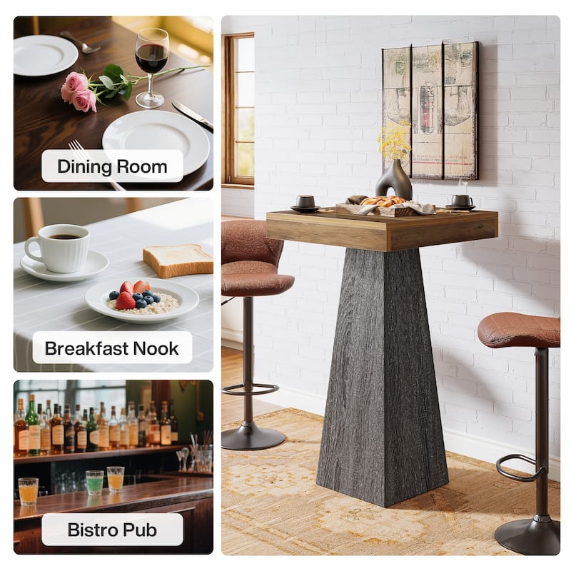 37.4" Bar Table High Square Pub Table for Small Bars