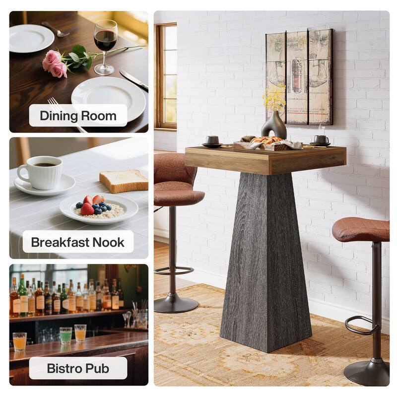 Square Tall Bar Table 37.4" High Pub Table for Small Bars